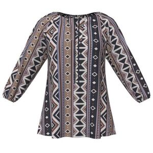 LulaRoe Debra Peasant Aztec Print Top 3055